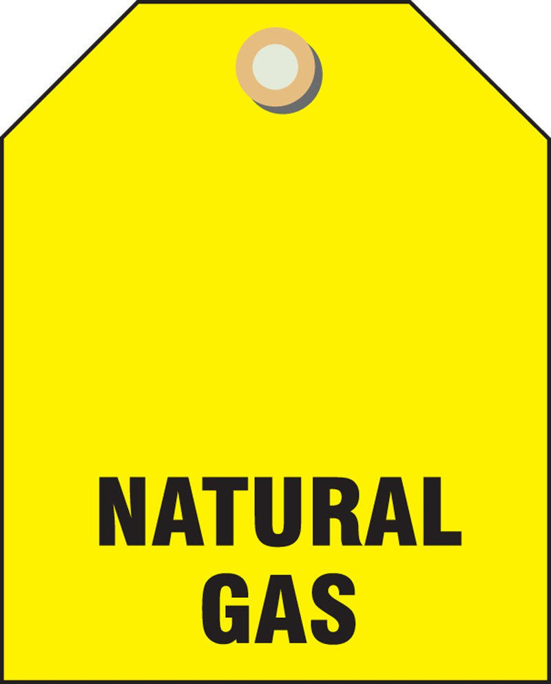 [Australia - AusPower] - Accuform TDW218 Plastic"Natural Gas" Valve IDENTIFIER Tag, 2-1/2" H x 2" W, Black on Yellow (Pack of 5) 