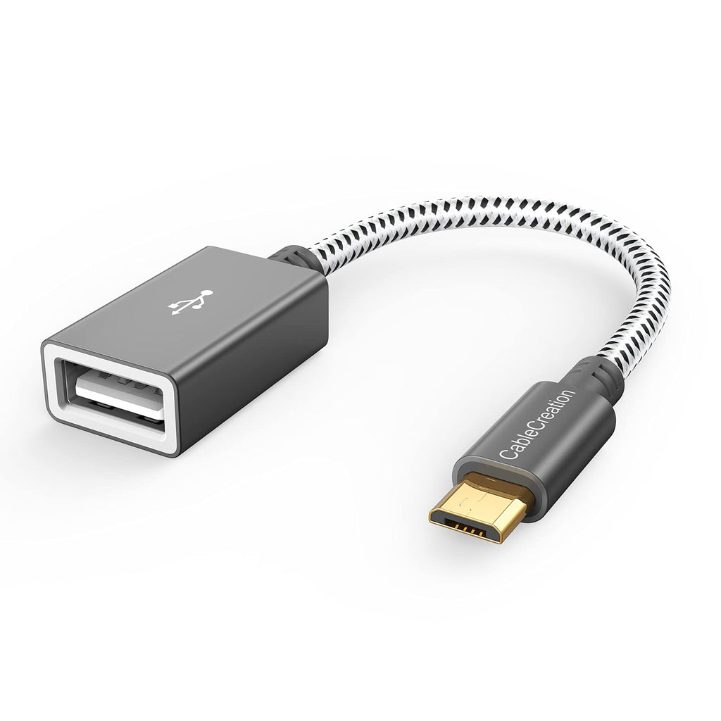 [Australia - AusPower] - CableCreation Micro USB 2.0 OTG Cable Braided On The Go Adapter Micro USB Male to USB Female Compatible with Samsung S7, Flash Drive, Mouse, Keyboard, Game Controller, Aluminum Space Gray 