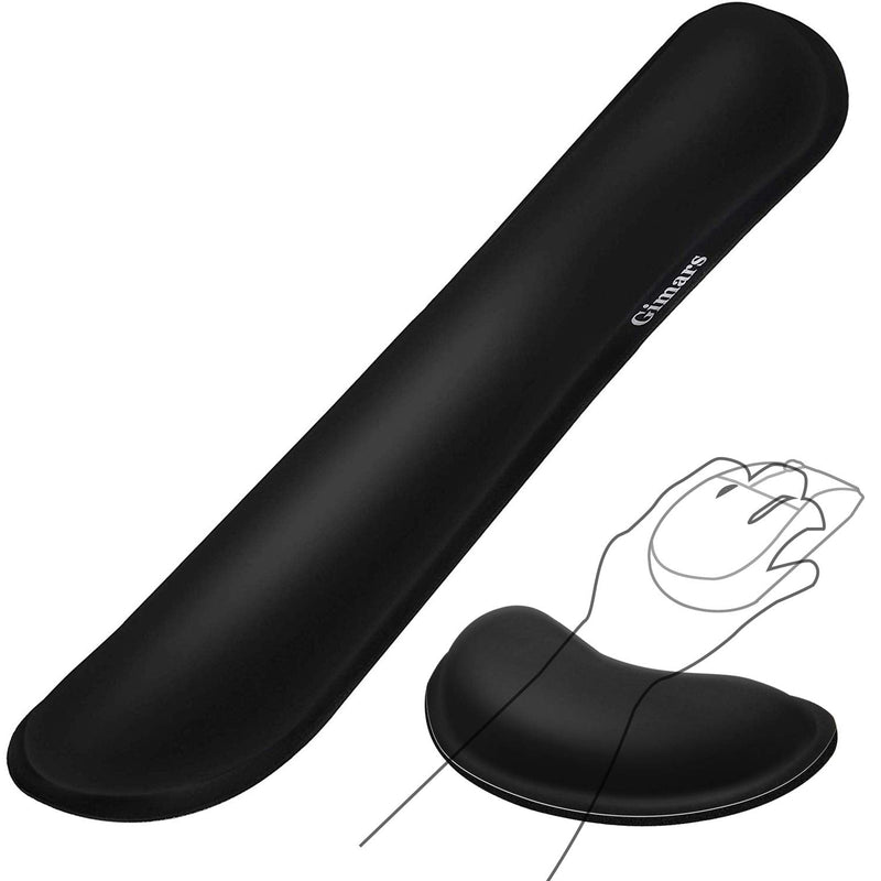 [Australia - AusPower] - Gimars Upgrade Enlarge Gel Memory Foam Set Keyboard Wrist Rest Pad, Mouse Wrist Cushion Support for Office, Computer, Laptop, Mac, Comfortable, Lightweight for Easy Typing Pain Relief, Black Black-Fiber 