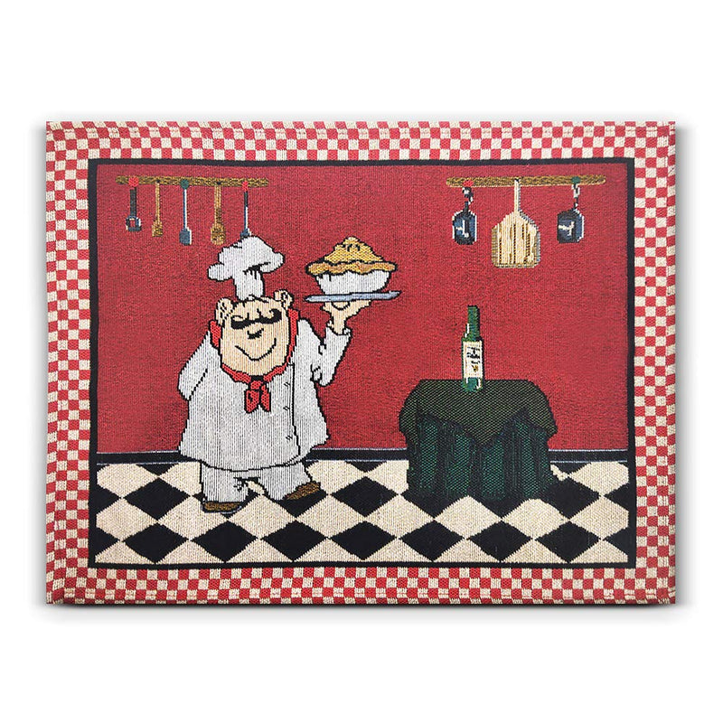 [Australia - AusPower] - Riverbyland Fabric Linen Placemats Funny Chef for Dining Table 4 PCS 