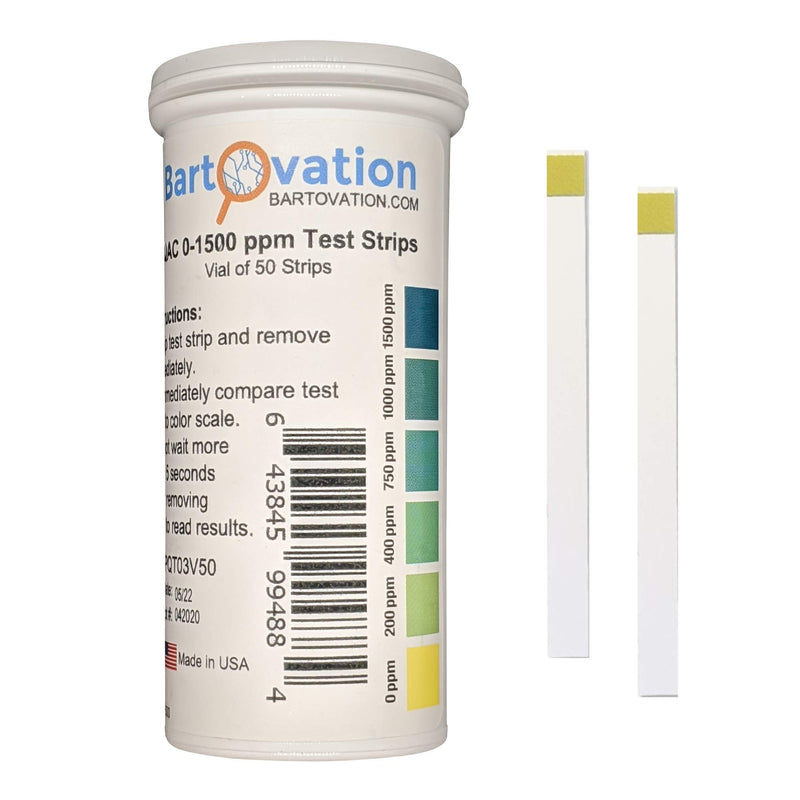 [Australia - AusPower] - Quaternary Ammonium (QAC, Multi Quat) Sanitizer Test Strips, 0-1500 ppm [Vial of 50 Strips] 