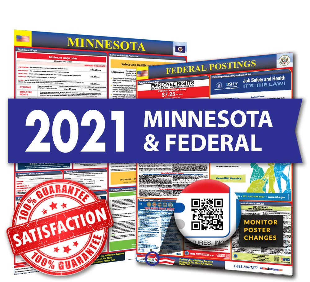 [Australia - AusPower] - 2021 Labor Law Poster - All in One State and Federal Labor Law Poster for Workplace Compliance Minnesota 