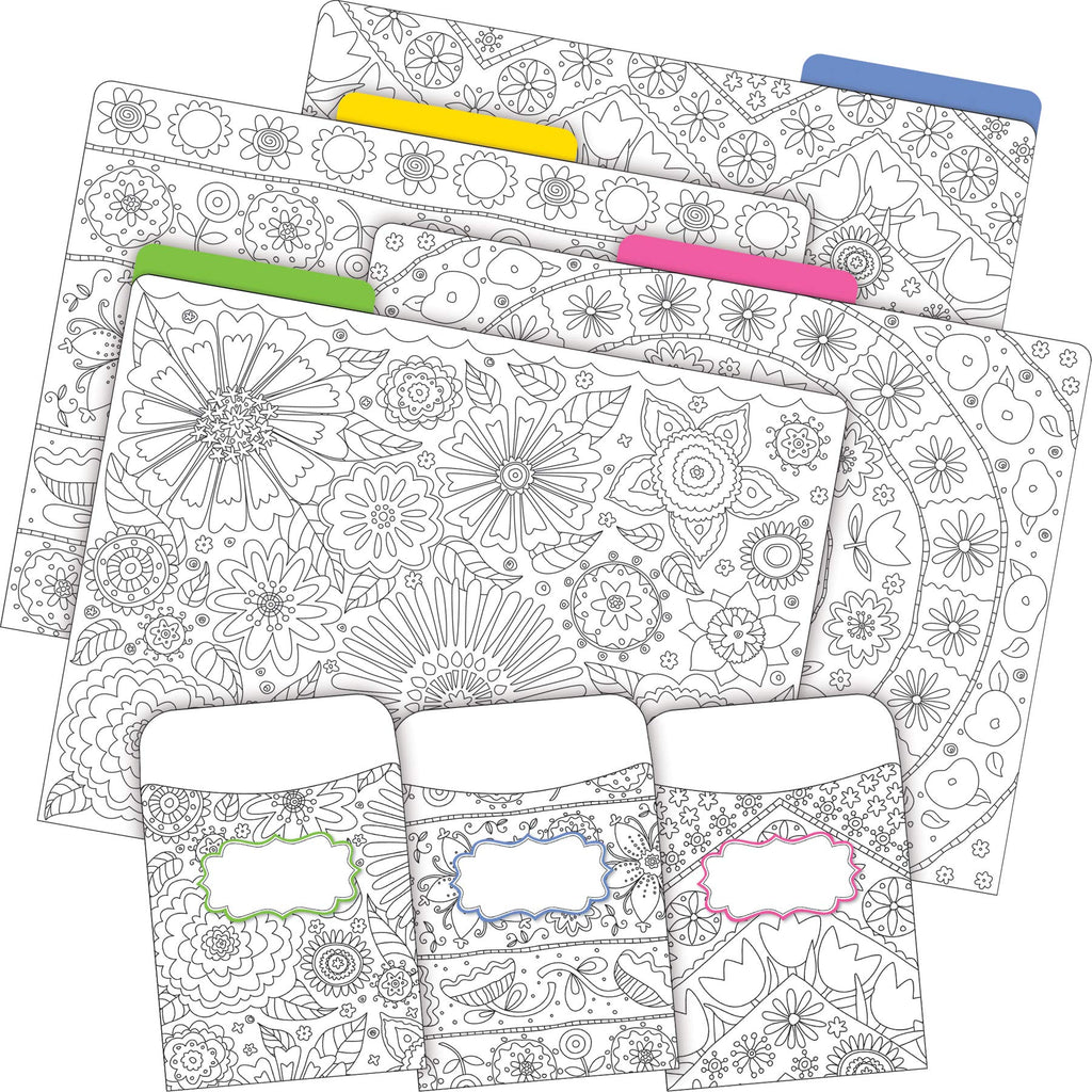 [Australia - AusPower] - Barker Creek Designer File Folder and Library Pocket Set, Color Me! in My Garden, 12 Colorful File Folders and 36 Coordinating Peel & Stick Library Pockets, Home, School and Office Supplies (3538) 