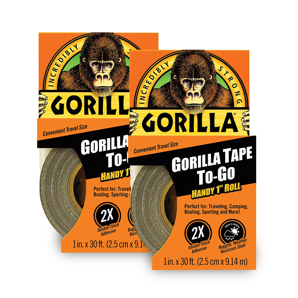 [Australia - AusPower] - Gorilla Tape, Mini Duct Tape to-Go, 1" x 10 yd Travel Size, Black, (Pack of 2) 2 Pack 