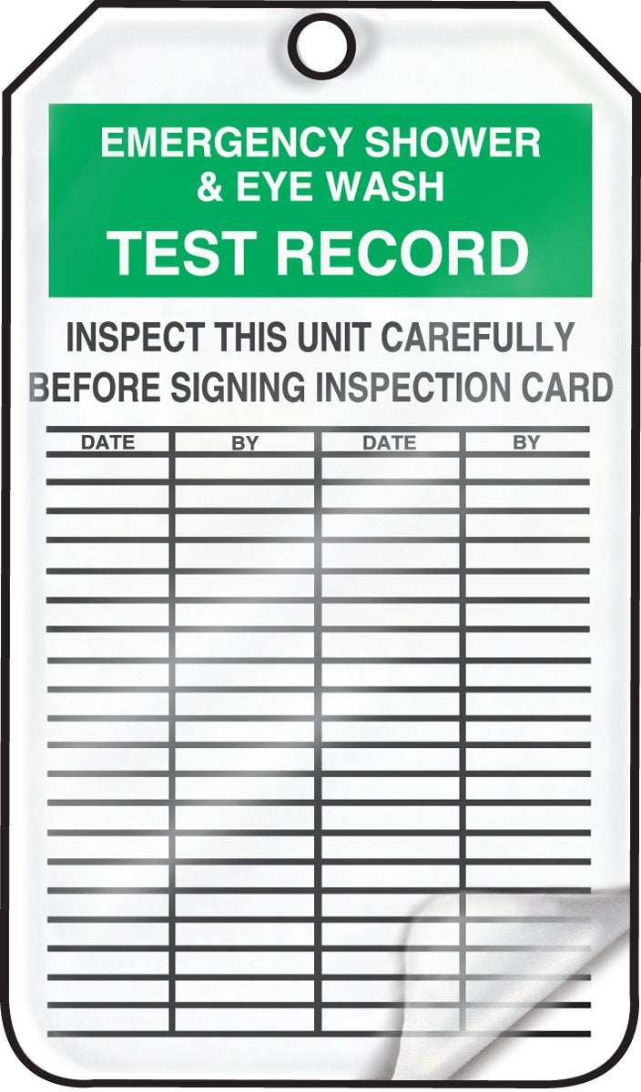 [Australia - AusPower] - Accuform MGT207LTM HS-Laminate Inspection & Status Record Tag, Legend"Emergency Shower & Eye", 5.75" Length x 3.25" Width x 0.024" Thickness, Green/Black on White (Pack of 5) 5 Pack 