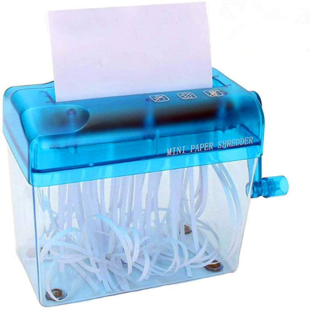 [Australia - AusPower] - Mini Hand Shredder SENREAL Portable Paper Shredder A6 Manual Shredder Documents Paper Cutting Tool Home Office Desktop Stationery-Blue Blue 