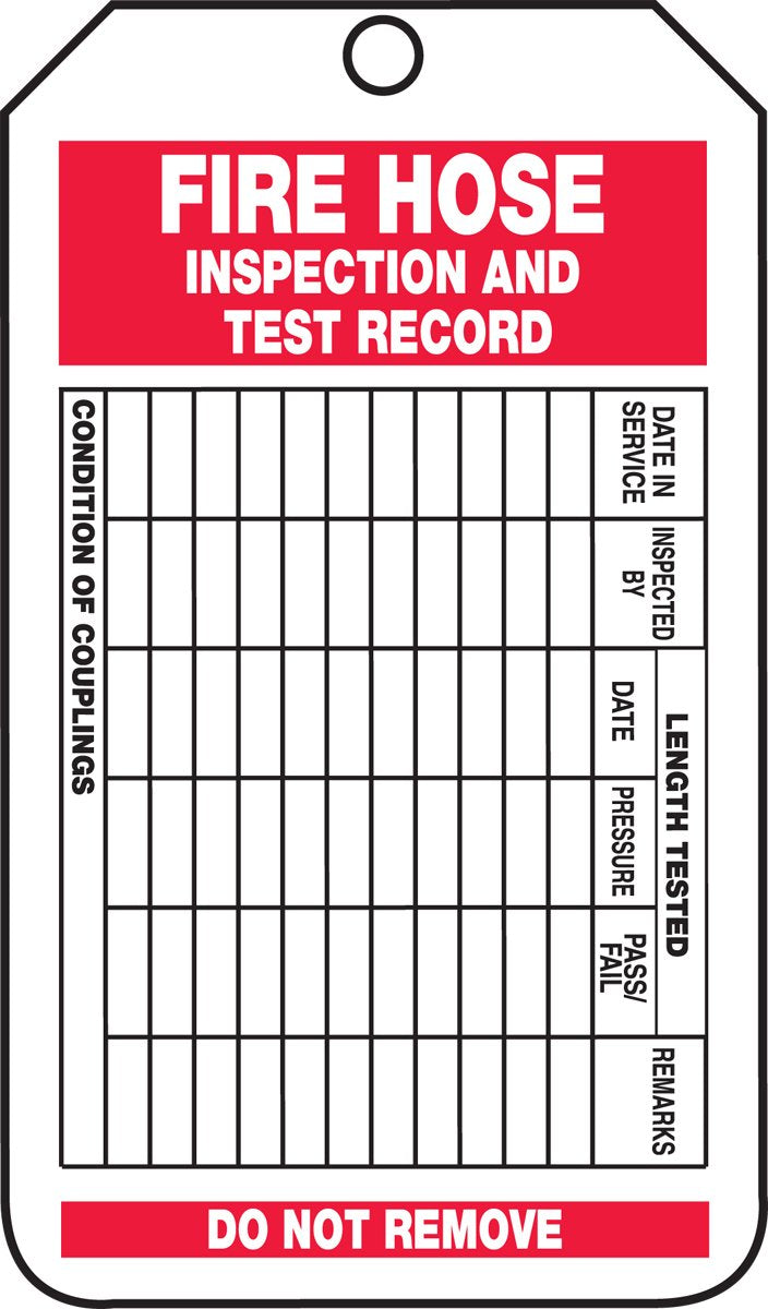 [Australia - AusPower] - Accuform TRS227CTM PF-Cardstock Fire Extinguisher Tag, Legend"FIRE Hose Inspection and Test Record", 5.75" Length x 3.25" Width x 0.010" Thickness, Red/Black on White (Pack of 5) 