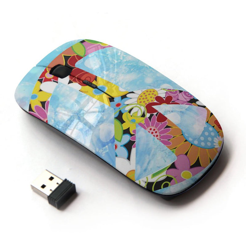 [Australia - AusPower] - KOOLmouse [ Optical 2.4G Wireless Mouse ] [ Peace Hippie Symbol Colorful Flowers Spring ] 