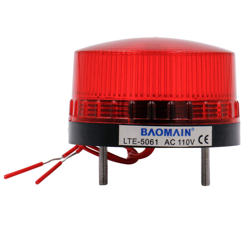 [Australia - AusPower] - Baomain Industrial Signal Warning lamp Round Red Warning Light Blinking LTE-5061 AC 110V 3W 