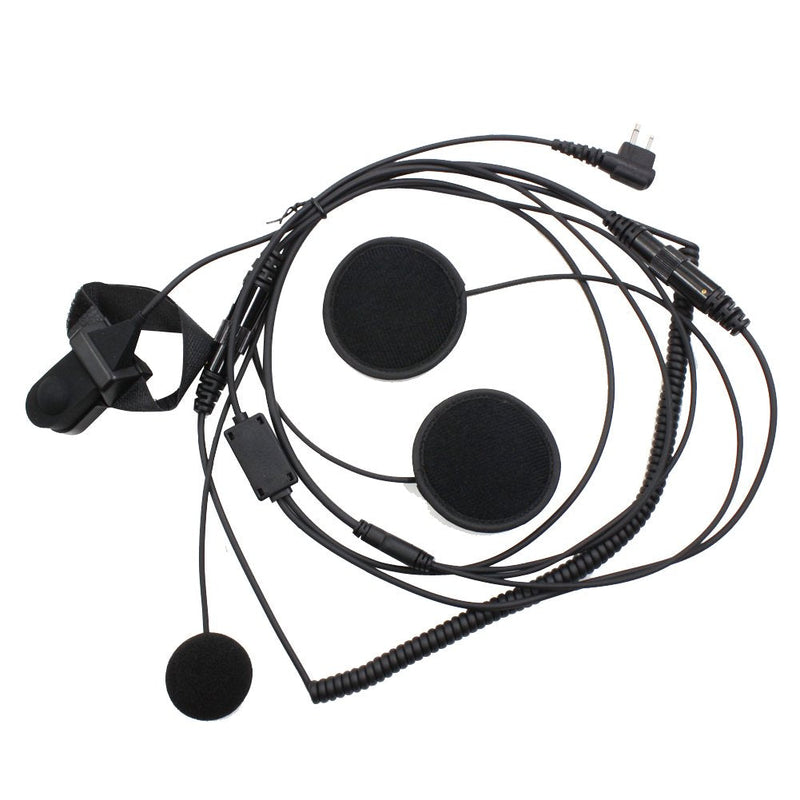 [Australia - AusPower] - TENQ Full Face Earpiece Headset with Mic Microphone for 2 pin Two Way Radio Walkie Talkie Motorola 