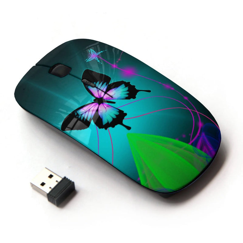[Australia - AusPower] - KOOLmouse [ Optical 2.4G Wireless Mouse ] [ Iridescent Blue Green Purple Butterfly ] 