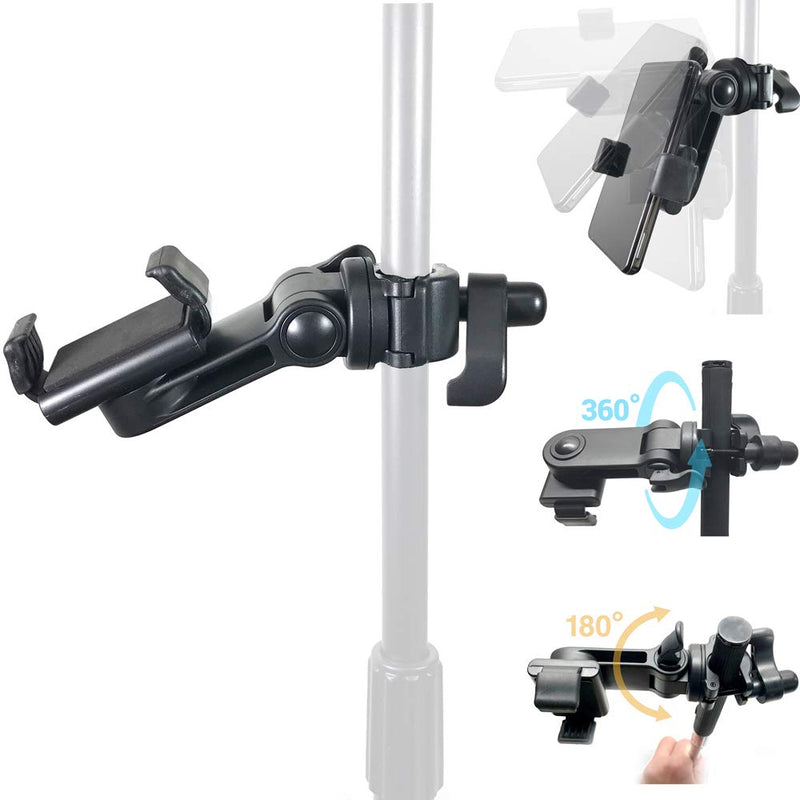 [Australia - AusPower] - AccessoryBasics Music Boom Mic Microphone Stand Smartphone Mount w/360° Swivel Adjust Holder for all smartphones up to 3.75 inches wide (Zoom Video Compatible) 