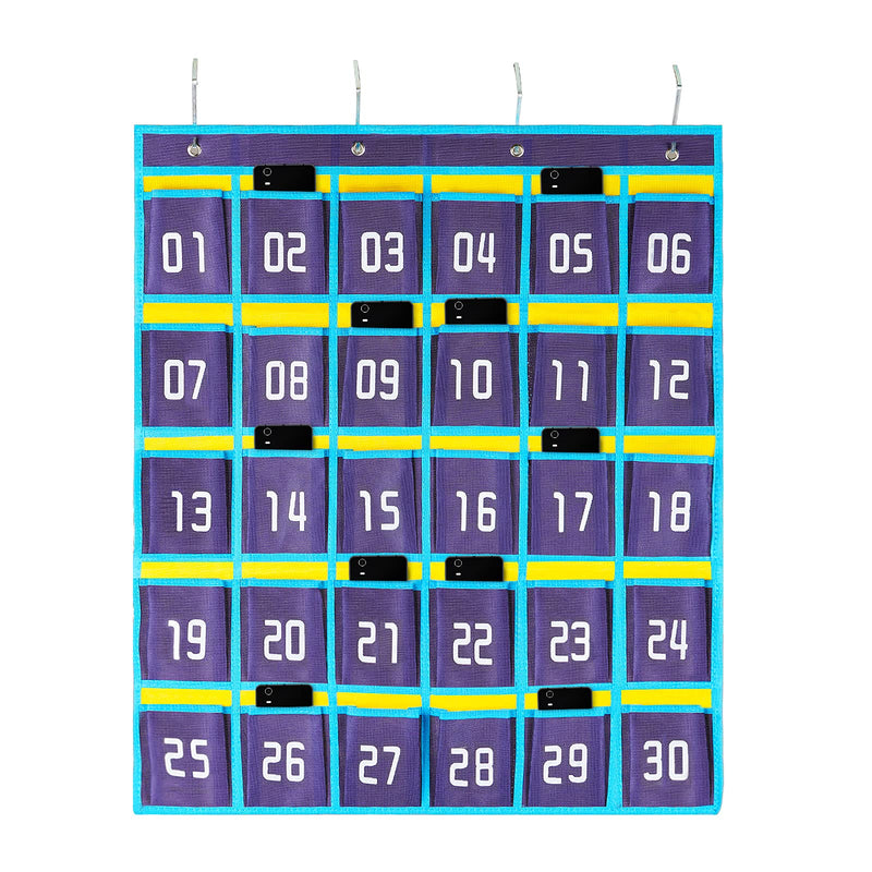 [Australia - AusPower] - Loghot Numbered Classroom Sundries Closet Pocket Chart for Cell Phones Holder Wall Door Hanging Organizer (30 Pockets Blue) 30 Pockets Blue 