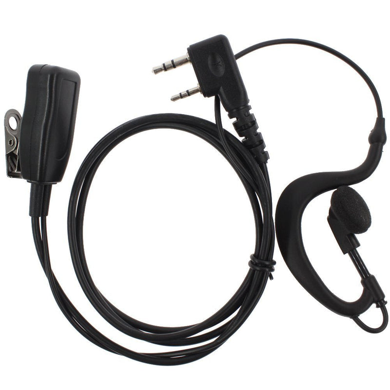 [Australia - AusPower] - Tenq G Shape Police Earpiece Headset PTT Mic for 2-pin Kenwood Nexedge Hytera Puxing Wouxun Radio 