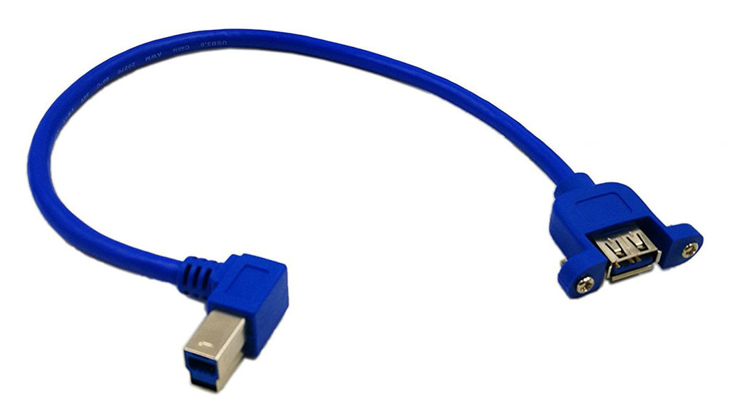 [Australia - AusPower] - zdyCGTime 12" Panel Mount USB 3.0 A Female to Right Angled USB B Male Extension Cable with Screws(Blue) 