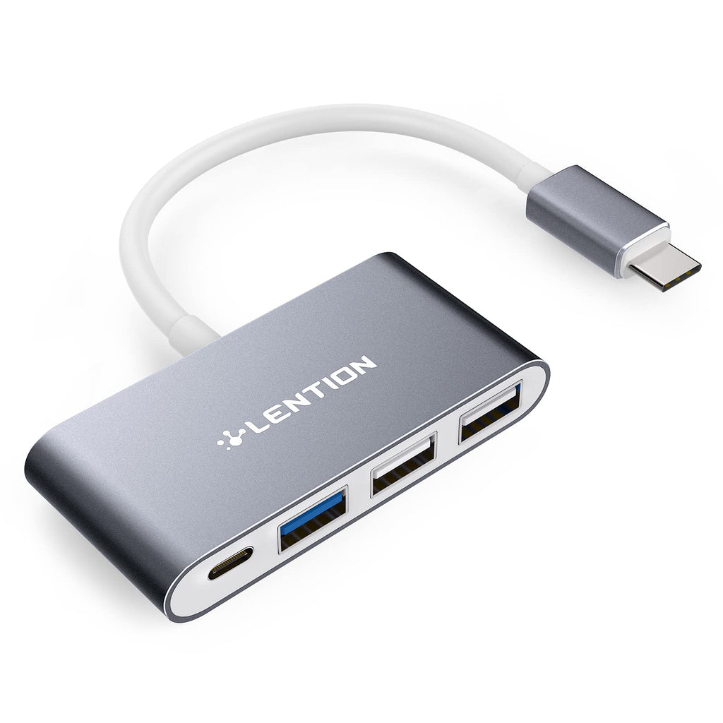 [Australia - AusPower] - LENTION 4-in-1 USB-C Hub with Type C, USB 3.0, USB 2.0 Compatible 2022-2016 MacBook Pro 13/14/15/16, New Mac Air/Surface, ChromeBook, More, Multiport Charging & Connecting Adapter (CB-C13, Space Gray) 