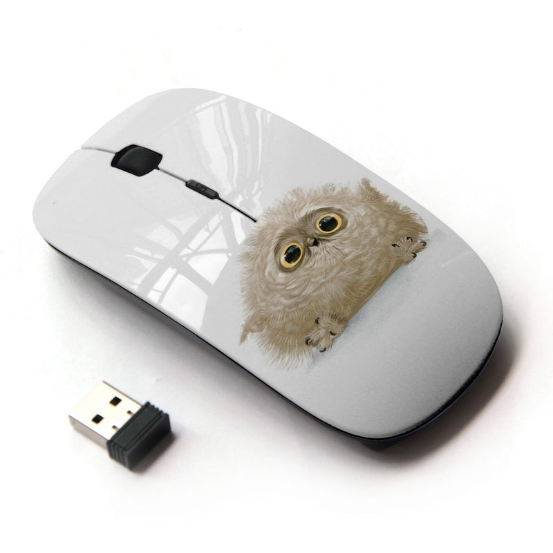 [Australia - AusPower] - KOOLmouse [ Optical 2.4G Wireless Mouse ] [ Fluffy Owl Baby Bird Grey Big Eyes Cute ] 