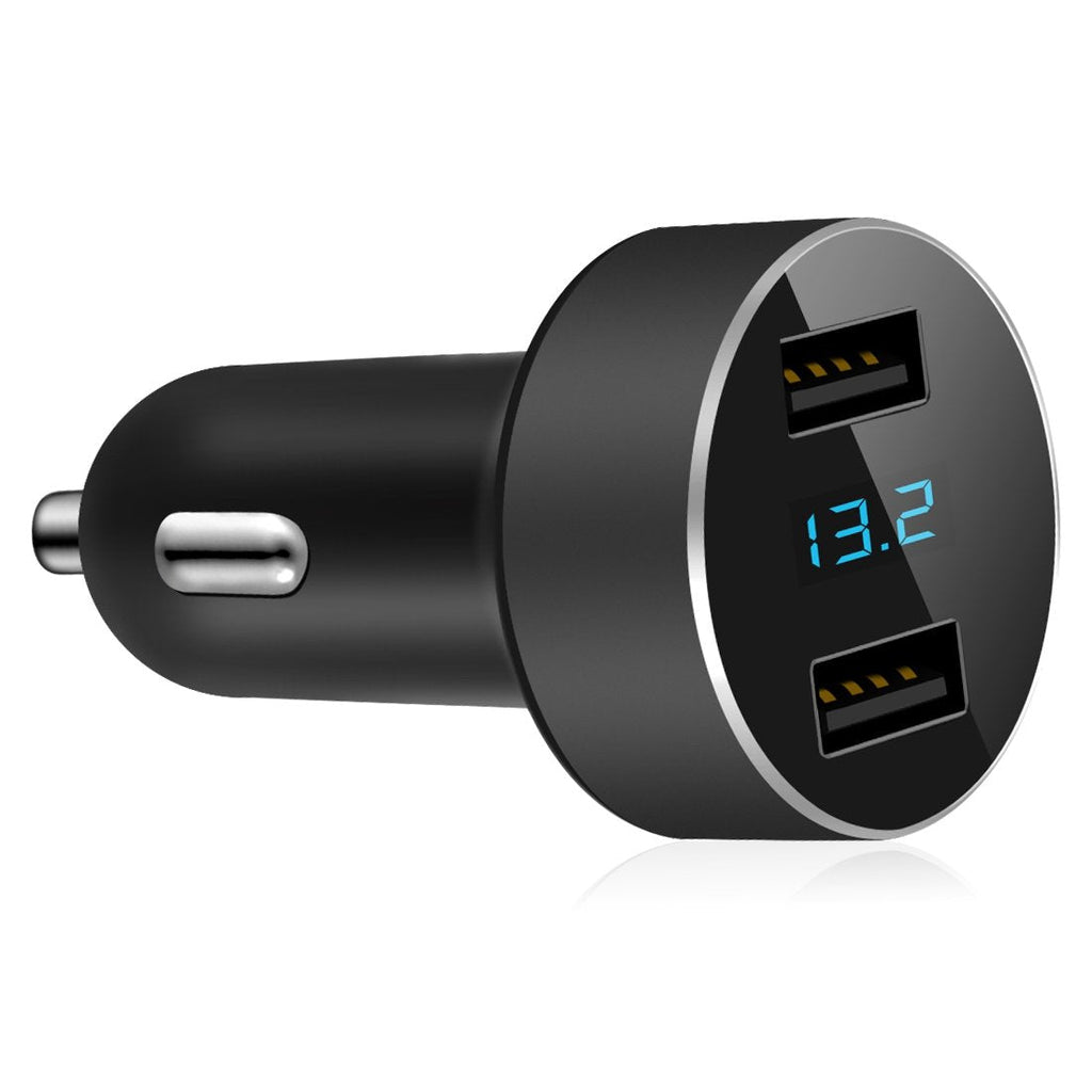 [Australia - AusPower] - Dual USB Car Charger,Cigarette Lighter Voltage Meter,Compatible with Apple iPhone,iPad,Samsung Galaxy,LG,Google Nexus,Other USB Charging Devices, Black 