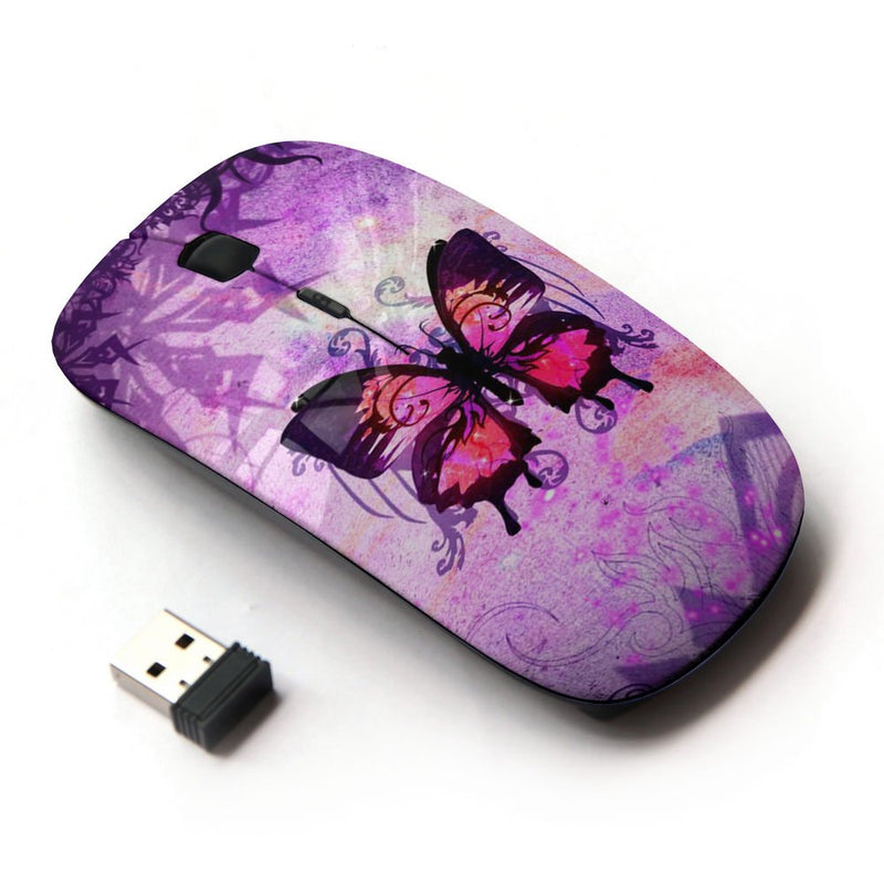 [Australia - AusPower] - KOOLmouse [ Optical 2.4G Wireless Mouse ] [ Purple Pen Art Floral Butterfly ] 
