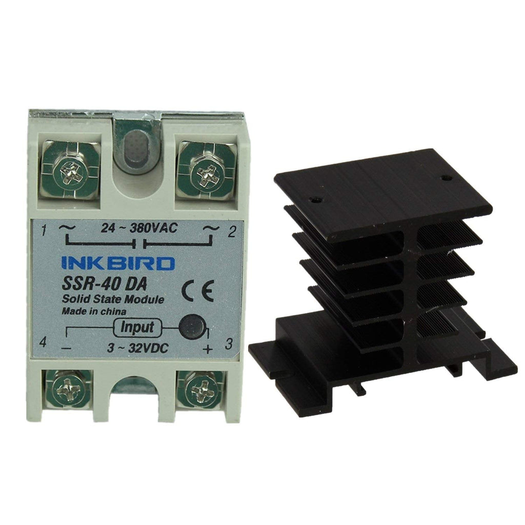 [Australia - AusPower] - Inkbird Solid State Relay 40DA DC SSR Black Heat Sink for PID Thermostat Temperature Controller 