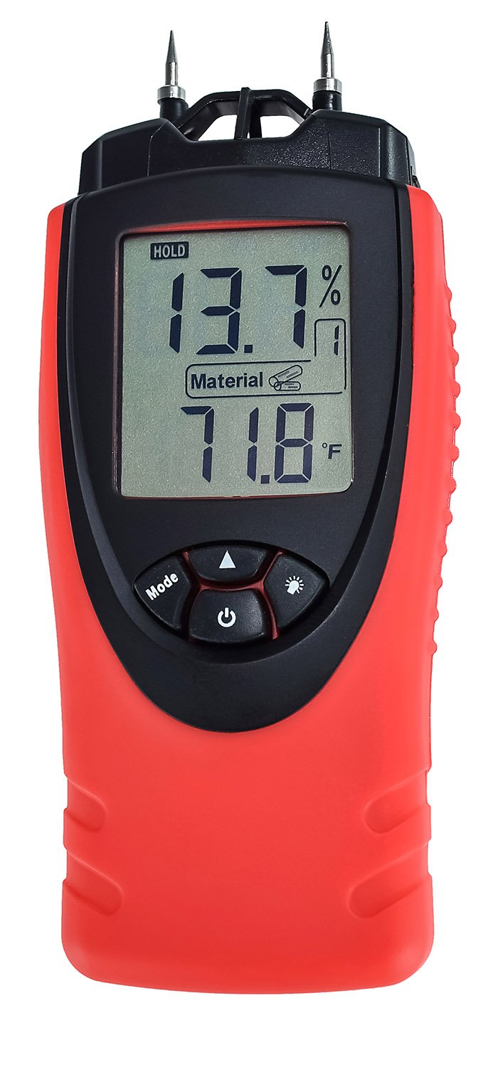 [Australia - AusPower] - ennoLogic Moisture Meter - Digital LCD Pin Type 7 Material Settings - Use for Wood Cement Mortar Brick Drywall Carpet - Backlight Hold Max Min Air Temperature and Holster - eH710T 