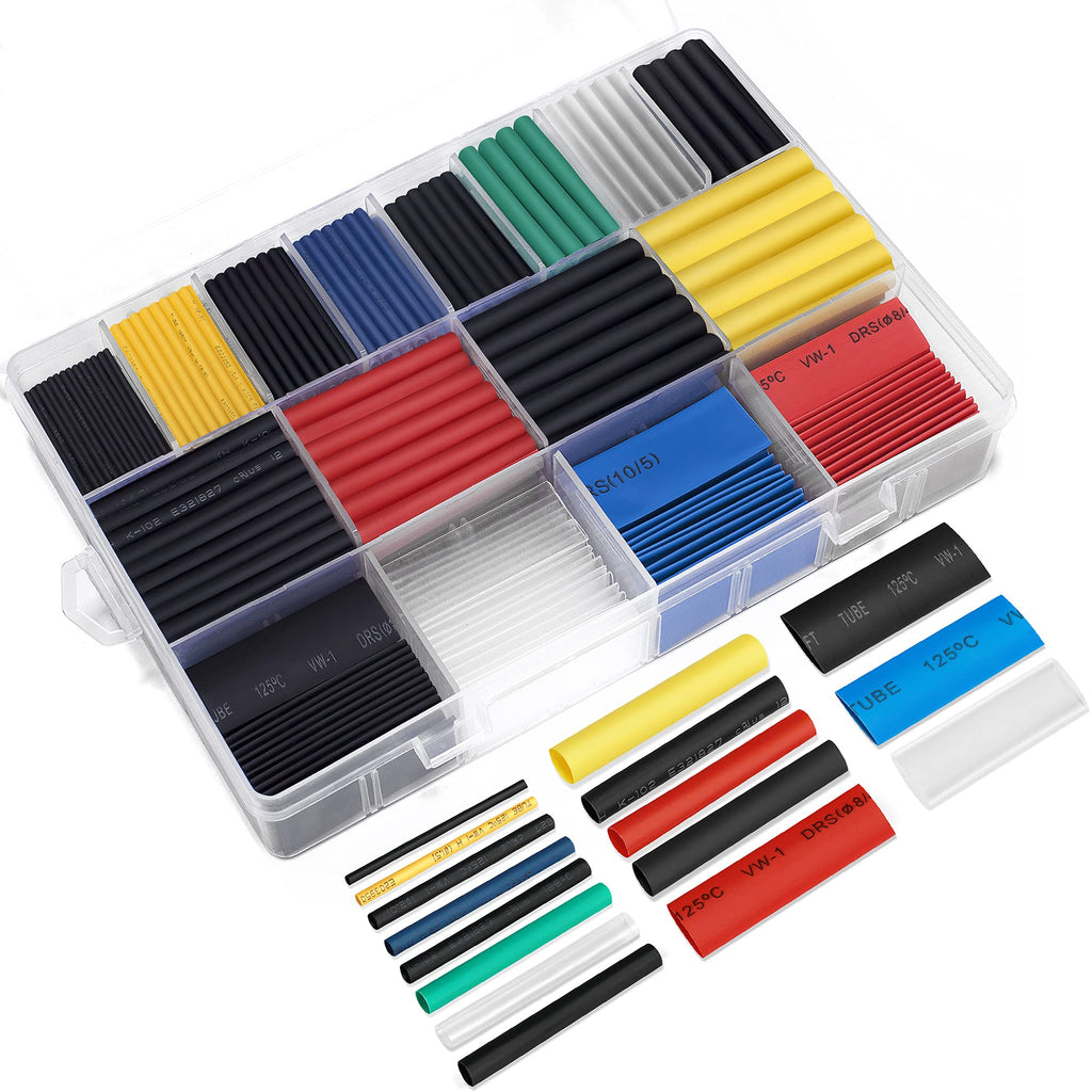 [Australia - AusPower] - Ginsco 580 pcs 2:1 Heat Shrink Tubing Kit 6 Colors 11 Sizes Assorted Sleeving Tube Wrap Cable Wire Kit for DIY 