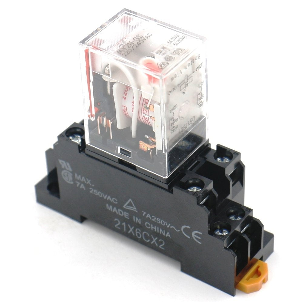 [Australia - AusPower] - Baomain Power Relay MY2N-GS AC 220V-240V Coil LED Indicator 8 pin Terminal with DIN Rail PYF8A Socket Base 