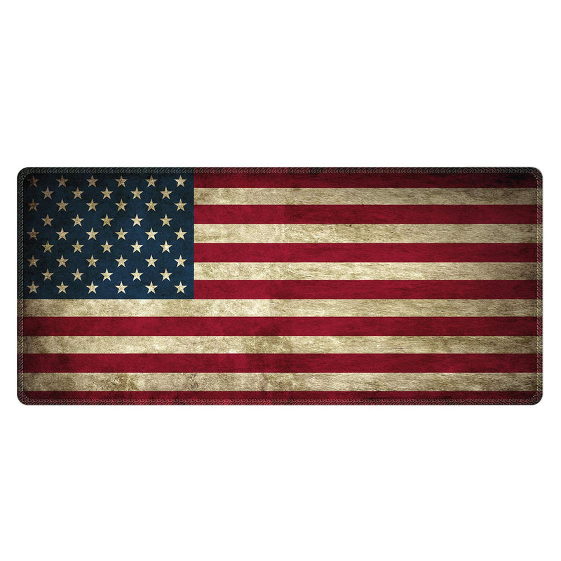 [Australia - AusPower] - Meffort Inc Extra Large Extended Gaming Desk Mat Non-Slip Rubber Pads Stitched Edges XXL Mouse Pad 35.4 x 15.7 inch - USA Flag 