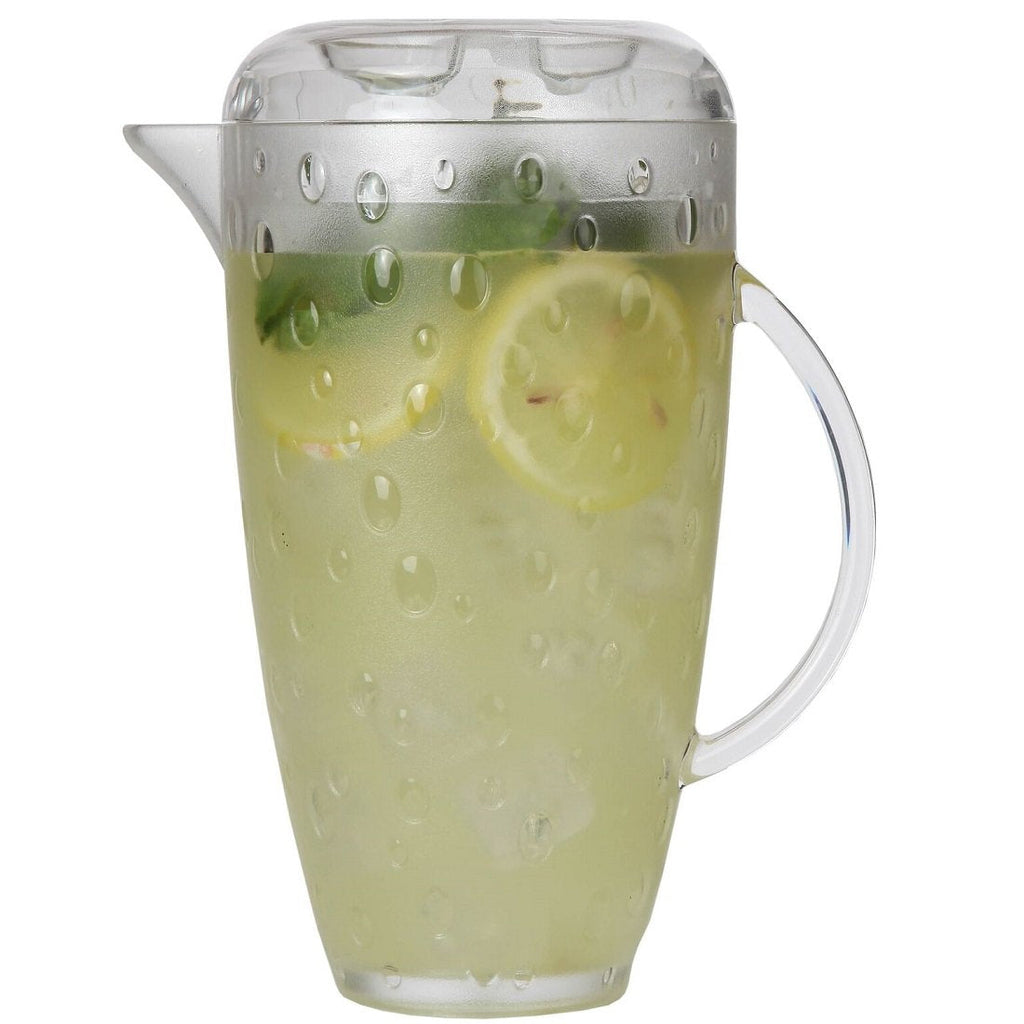 [Australia - AusPower] - Lily’s Home Break-Resistant Plastic Pitcher with Lid, Food-Safe and BPA-Free, Elegant and Ideal for Indoor or Outdoor Use for Lemonade, Iced Tea, Beer or Water (80 oz. or 2.5 Quart Capacity) 
