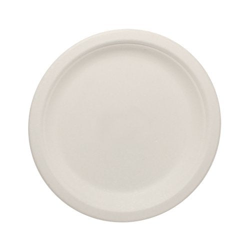 [Australia - AusPower] - Durable Eco-Friendly 7" Bagasse Plates - Pack of 50 Round White Plates. Microwave Safe, Compostable, Made from Sugercane Fibers (50 Count) 