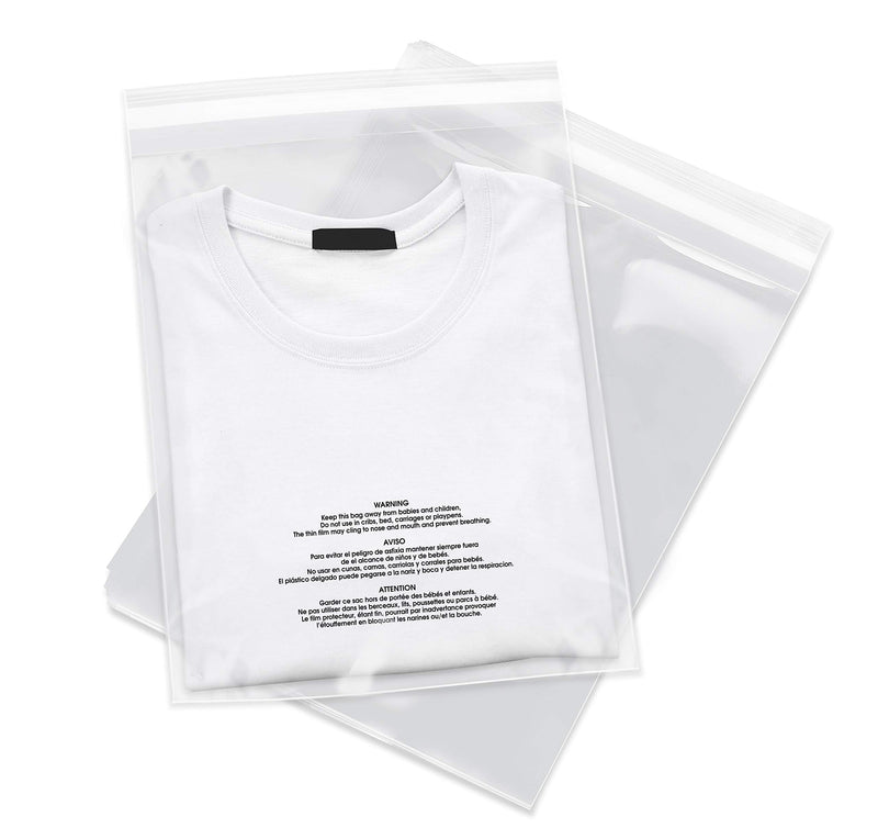 [Australia - AusPower] - Spartan Industrial - 9” X 12” (100 Count) Self Seal Clear Poly Bags with Suffocation Warning for Packaging, T Shirts & FBA - Permanent Adhesive 9" X 12" 
