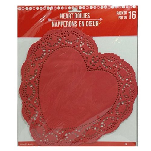 [Australia - AusPower] - Heart Lace-Trimmed Paper Doilies 10 inches Pack of 16 (Red) 