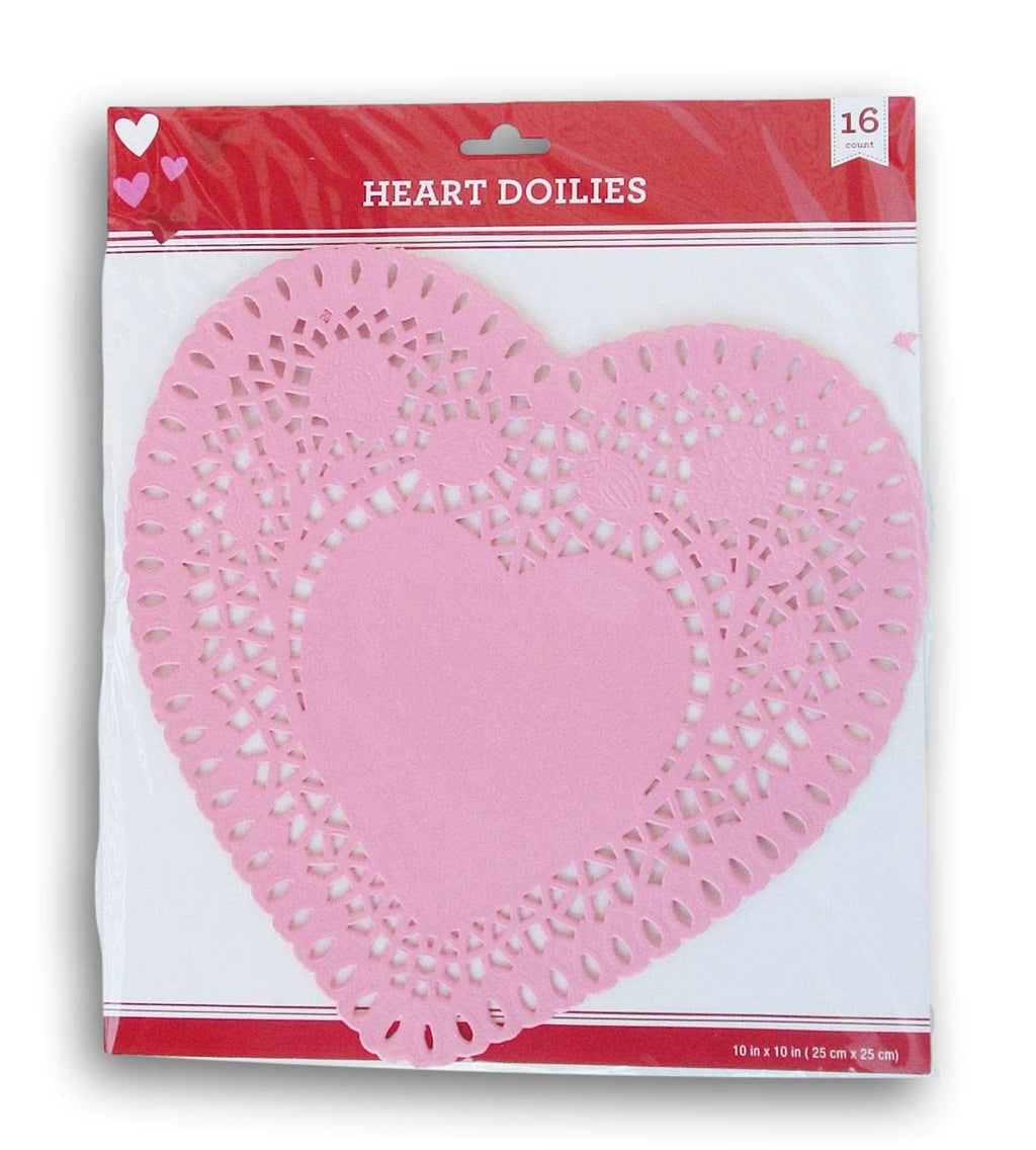 [Australia - AusPower] - Heart Lace-Trimmed Paper Doilies 10 inches Pack of 16 (Pink) 