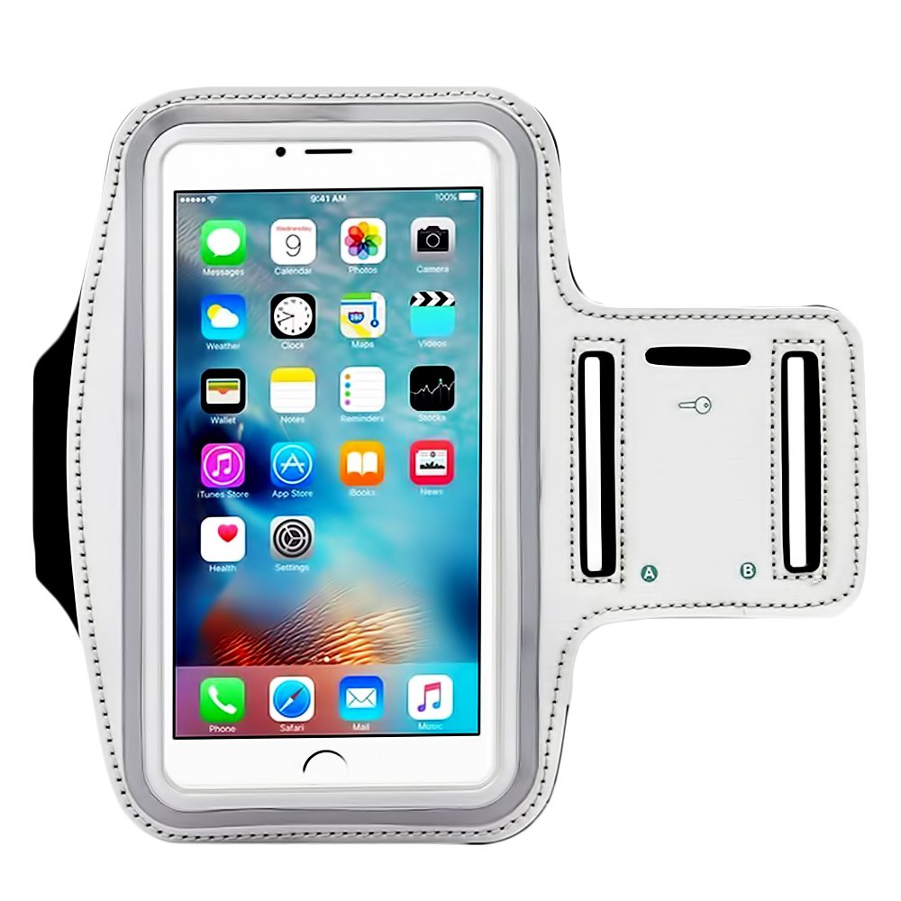 [Australia - AusPower] - [1 Pack]Premium Water Resistant Sports Armband, CaseHQ with Key Holder Running for iPhone 7 6 6S Plus,Galaxy S6/S5 S7 iPhone 6s/6 7 plus(5.5 Inch) with Water Resitant Extra Extension Band armband Silver 5.7 1Pack 