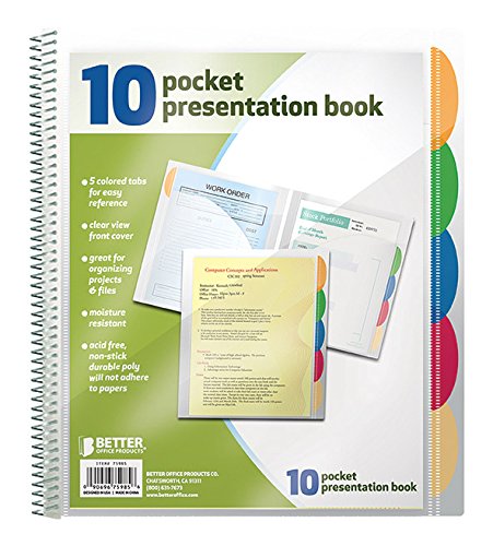 [Australia - AusPower] - Better Office Products 10 Pocket Poly Presentation Folder with tabs, 2 Count 