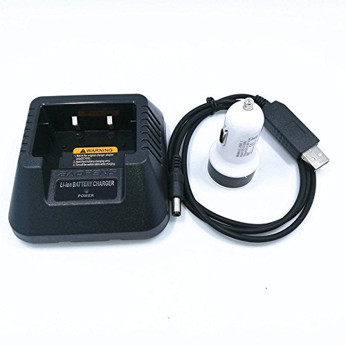 [Australia - AusPower] - BAOFENG USB Cable Battery Charger with Indicator Light + Car Cigarette Lighter/USB for Portable UV-5R,UV-5RE,DM-5R,BF-F8HP,UV-5X3 Plus Series Two-Way Radios 