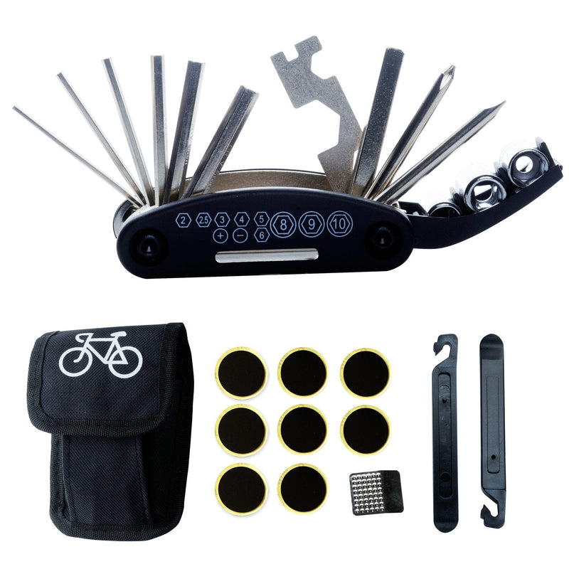 [Australia - AusPower] - DAWAY Bike Repair Tool Kits - 16 in 1 Multifunction Bicycle Mechanic Fix Tools Set Bag with Tire Patch Levers, Practical Gift 