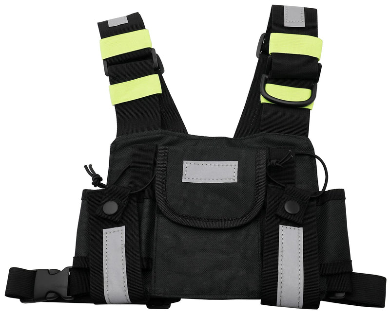 [Australia - AusPower] - GoodQbuy Universal Radio Harness Chest Rig Bag Pocket Pack Holster Vest Fluorescent Green for Two Way Radio 