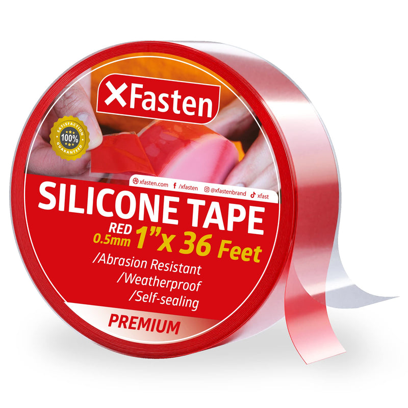 [Australia - AusPower] - XFasten Silicone Self Fusing Tape 1-Inch x 36-Foot (Red) Silicone Repair Tape Red 