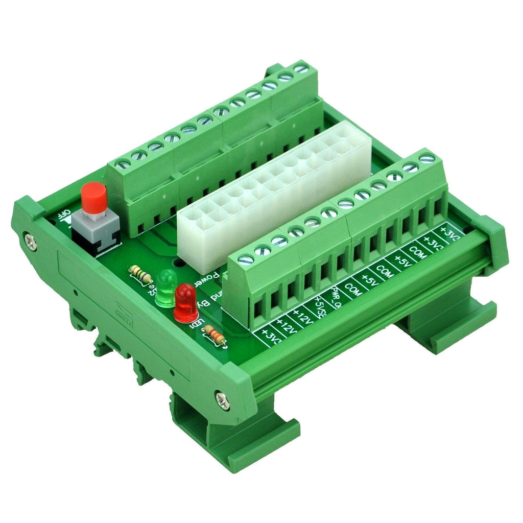 [Australia - AusPower] - Electronics-Salon DIN Rail Mount 24/20-pins ATX DC Power Supply Breakout Board Module. 