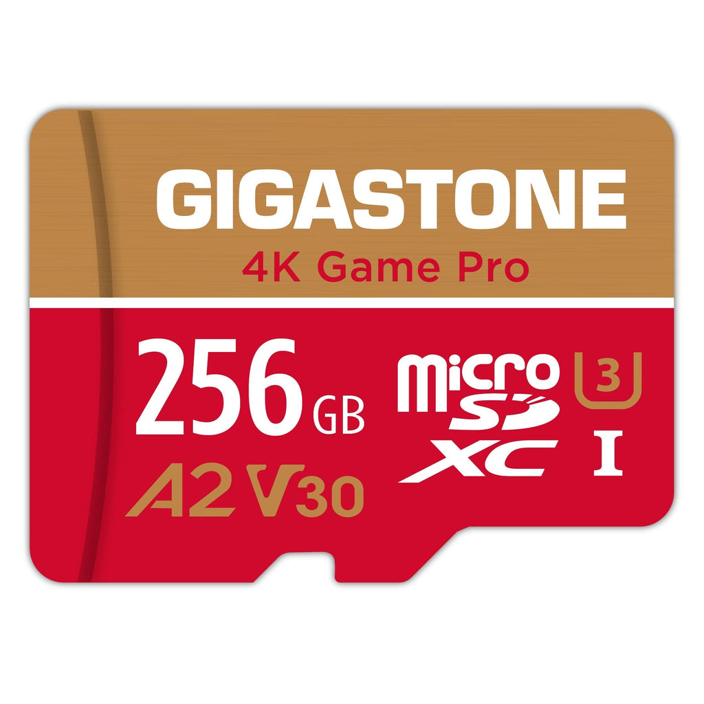[Australia - AusPower] - [5-Yrs Free Data Recovery] Gigastone 256GB Micro SD Card, 4K Game Pro, MicroSDXC Memory Card for Nintendo-Switch, GoPro, Action Camera, DJI, UHD Video, R/W up to 100/60MB/s, UHS-I U3 A2 V30 C10 Game Pro Red-Gold 256GB Game Pro 1-Pack 