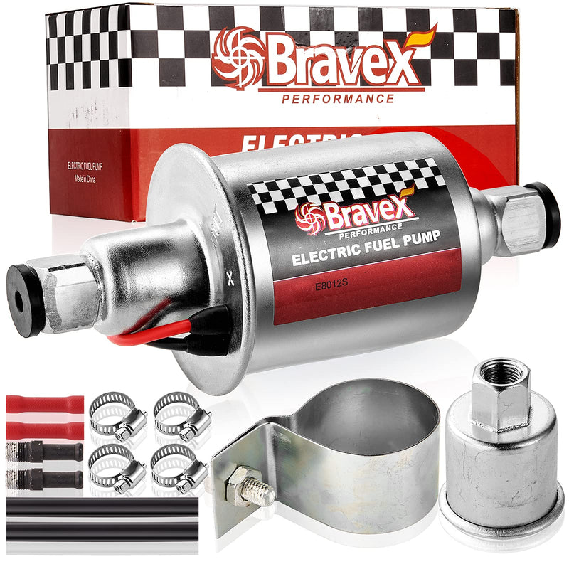 [Australia - AusPower] - Bravex E8012S Universal Electric Fuel Pump Low Pressure 5-9 PSI 12V w/Installation Kit E8012S(5-9 PSI) 