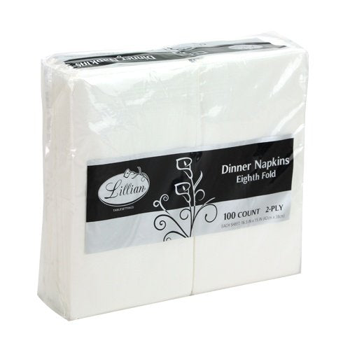 [Australia - AusPower] - Premium White Napkins, 1/8 Fold Dinner Napkin, Value Pack 100 Count 1/8 Fold Dinner Napkin - 100 Count 