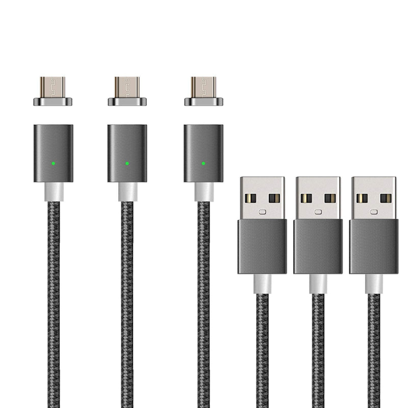 [Australia - AusPower] - NetDot Gen7 Magnetic Charging Cable Compatible with Micro USB Smartphone and i-Product (3.3ft / 3 Pack Gray) (netdott3gray) 