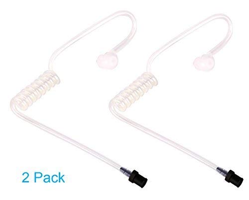 [Australia - AusPower] - 2 Pack Replacement Clear Acoustic Tube for Two Way Radio Earpiece and Headset, Surgical Grade UV Resistant Clear Tube, Replacement Coil Tube 
