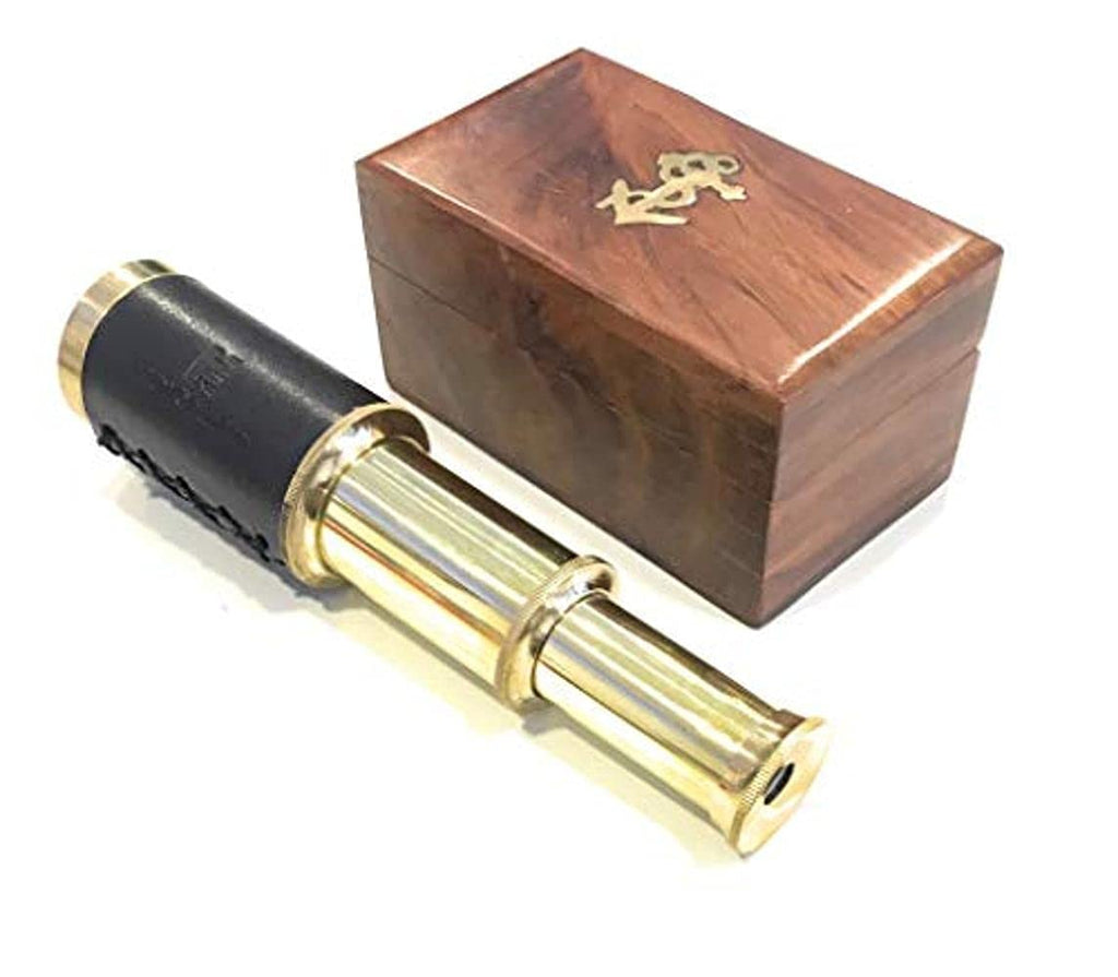[Australia - AusPower] - 6" Handheld Brass Telescope Pirate Navigation with Rosewood Box Beautiful Handcrafted Nautical Gift 