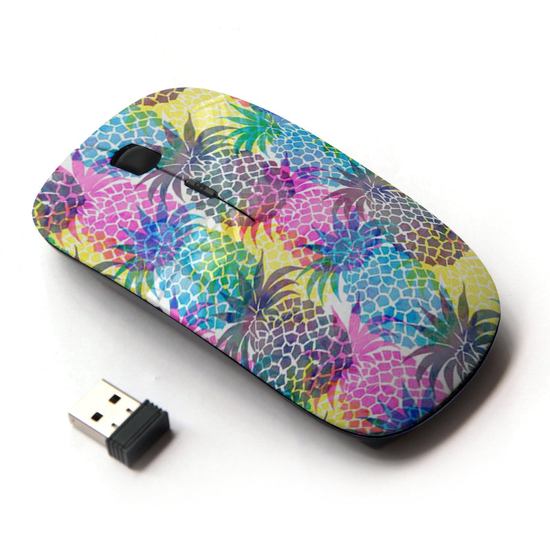 [Australia - AusPower] - KawaiiMouse [ Optical 2.4G Wireless Mouse ] Psychedelic Pineapples Colorful Fruit 