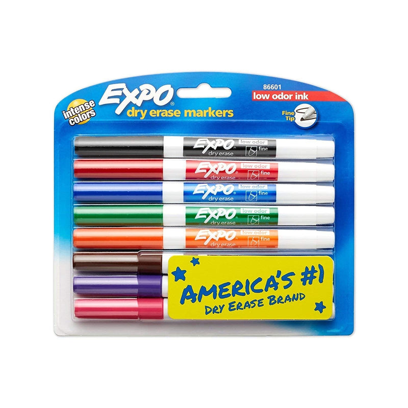 [Australia - AusPower] - 2 sets of 8 Expo Fine Point, Low-Odor, Dry Erase Assorted Markers, Total of 16 Markers 2-Sets 