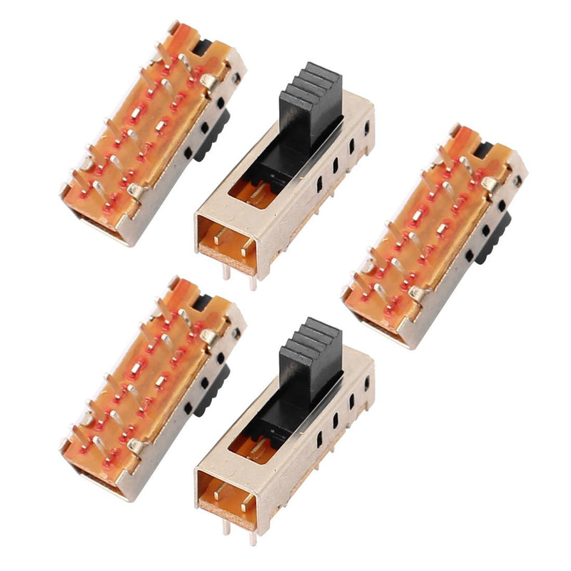 [Australia - AusPower] - uxcell 5Pcs 4 Position 10P 2P4T Panel Mount Micro Slide Switch Latching Power Switch 