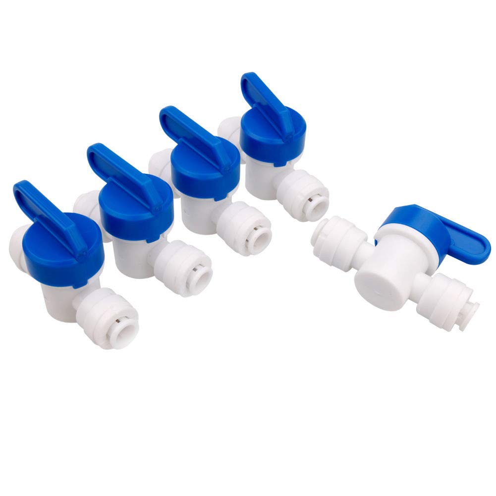 [Australia - AusPower] - PureSec Inline Shut Off Ball Valve 3/8 inch OD Tubing&Hose&Pipe Use Plastic Quick Connect Fittings for Water Purifier RODI System (Pack of 5) 